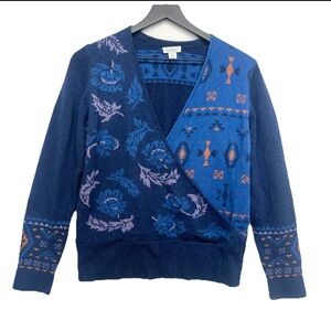 Sundance Blue Multi-Pattern Wrap Sweater
